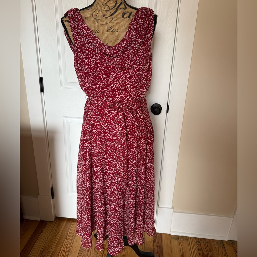 J.B.S. Red Sleeveless Cowl Neck Sundress